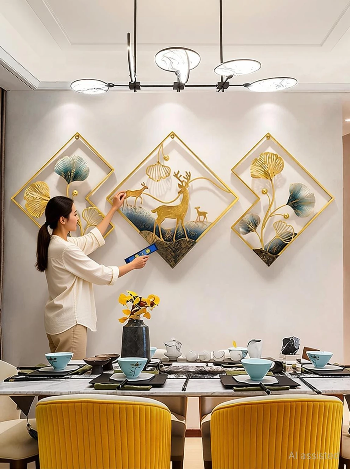 Moradabadis METAL DEER WALL ART (Multicolor)
