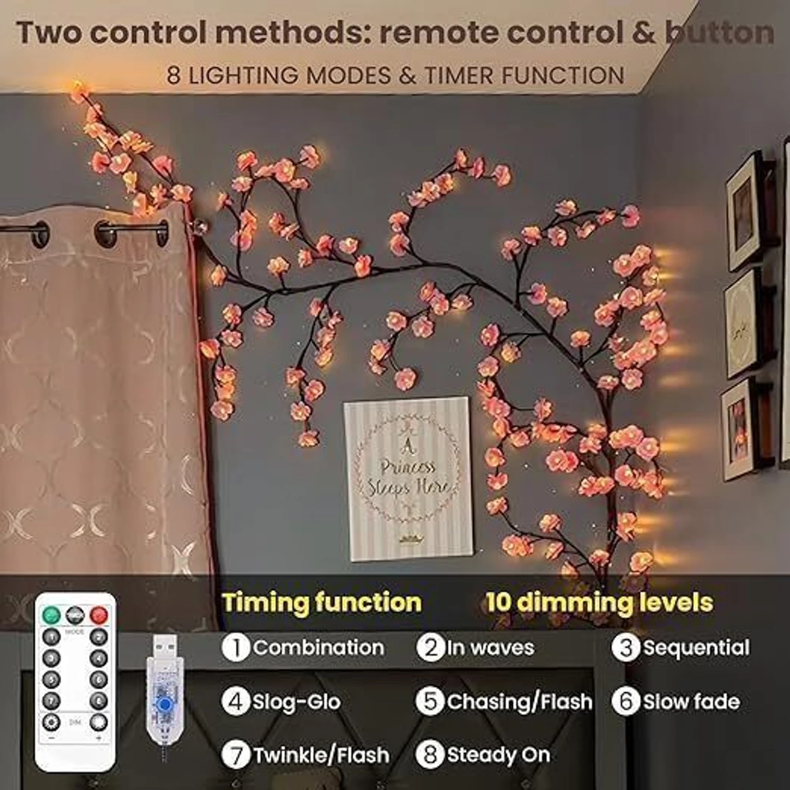 144 LEDs 2.28 m Yellow Flickering, Steady Leaf Rice Lights (Pack of 1)