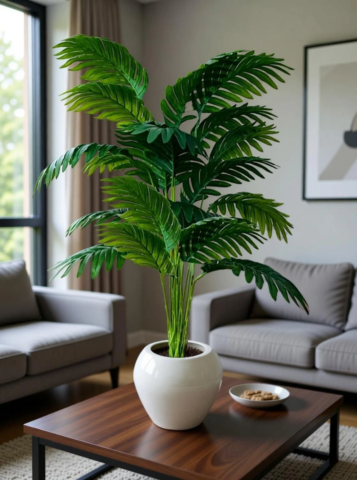 Artificial Palm Tree With Apple Pot for Home/Office Decor Artificial Plant  with Pot (60 cm, Green)