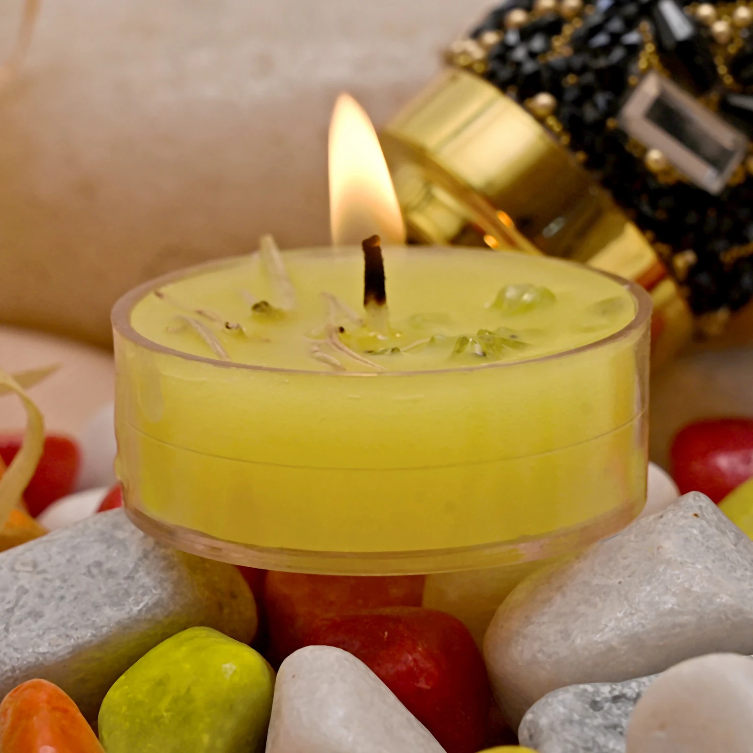 Lemon Grass Aroma TeaLight Candle for Gifting, Diwali, Décor & Pooja.(Set of 10) Candle (Yellow, Pack of 10)