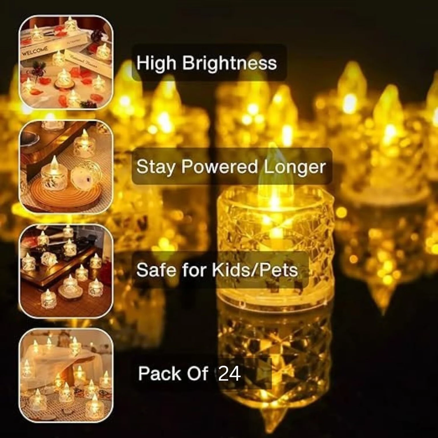 4 Pcs Decorative LED Tealight for Gifting, Mandir, Office & Home Décor Candle (Yellow, Pack of 4)