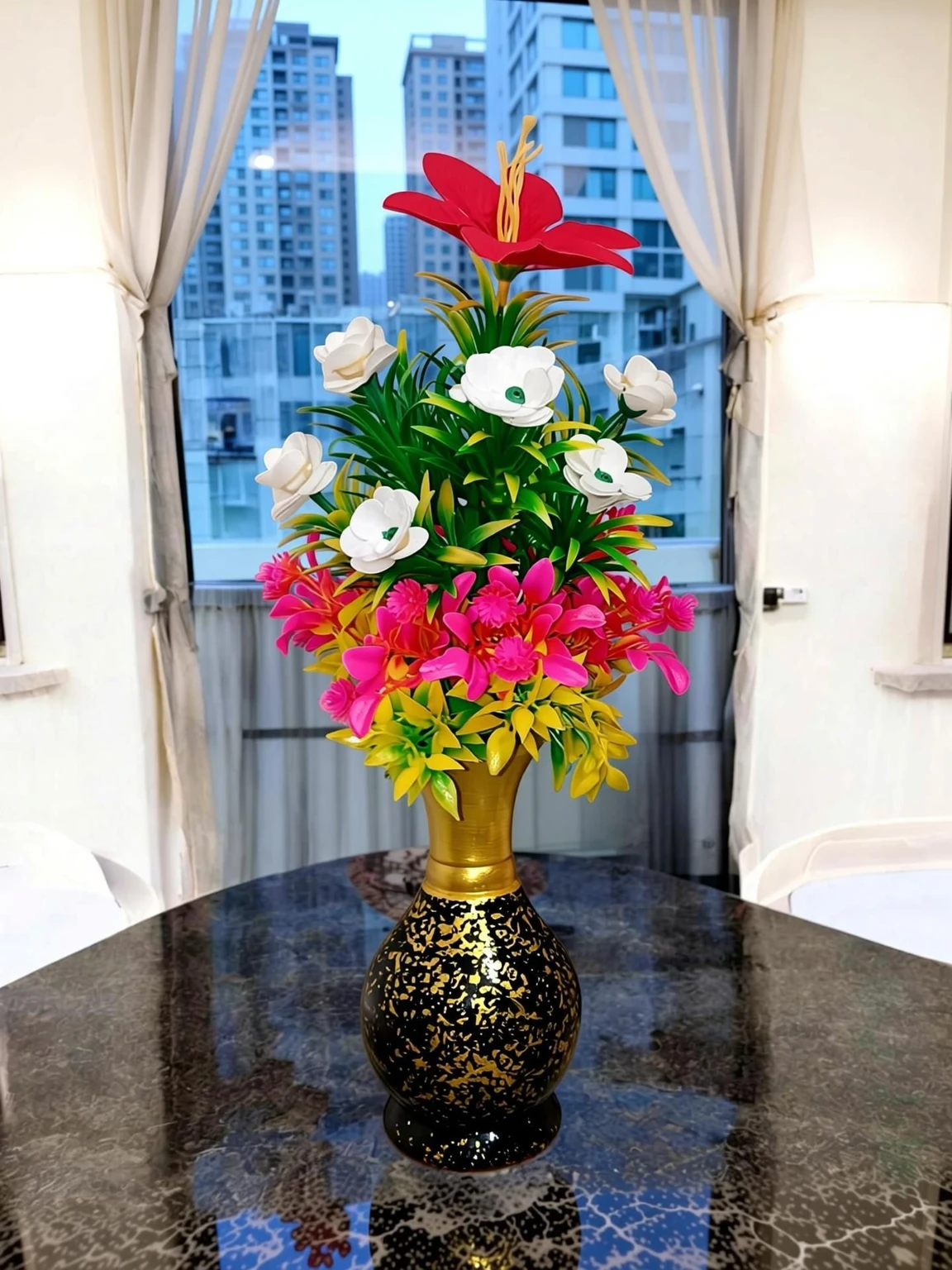 Artificial Plants With big Vase For Home Decoration Bonsai Bonsai Artificial Plant  with Pot (40 cm, Multicolor)